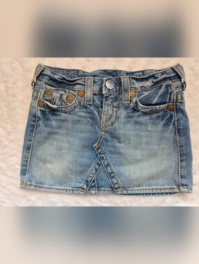 True Religion Light Wash Denim Mini Skirt